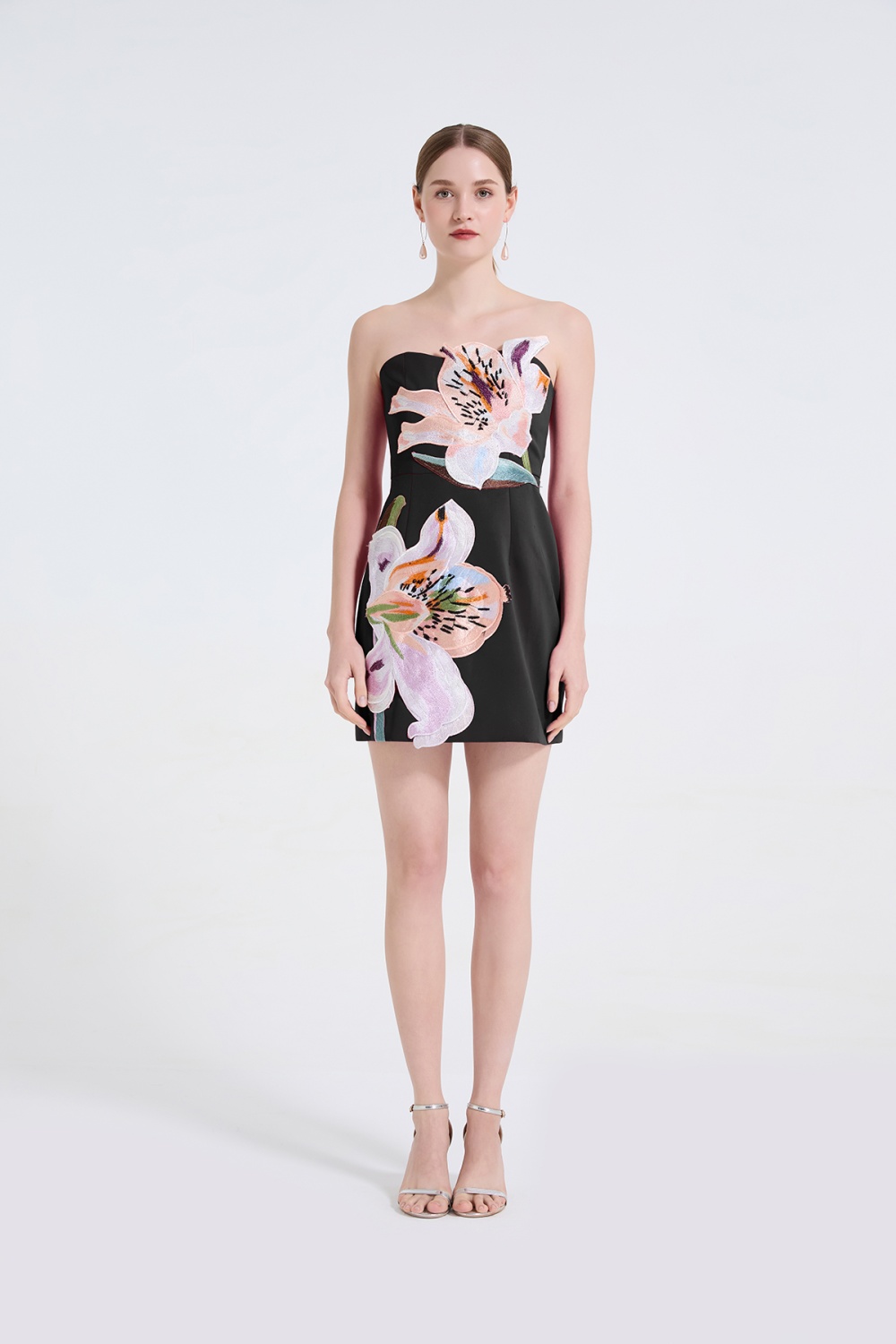 Stereoscopic flowers slim temperament dress