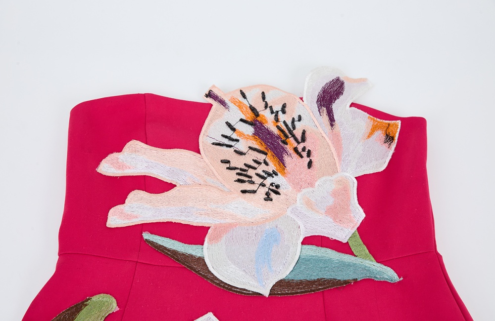 Stereoscopic flowers slim temperament dress