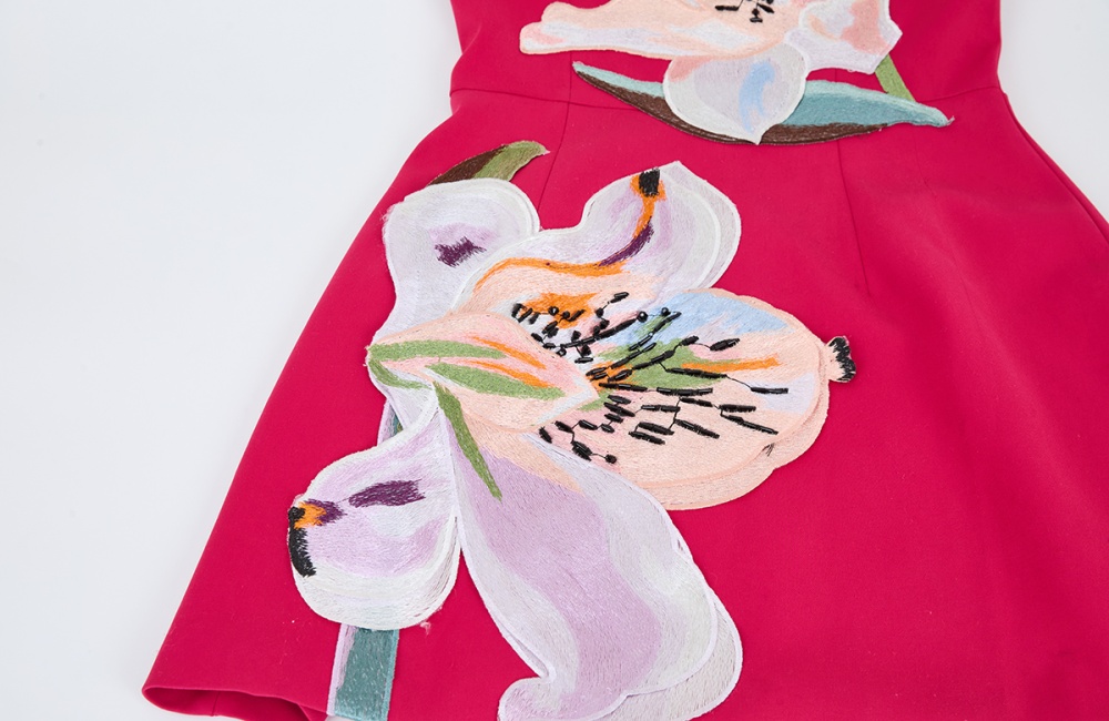 Stereoscopic flowers slim temperament dress