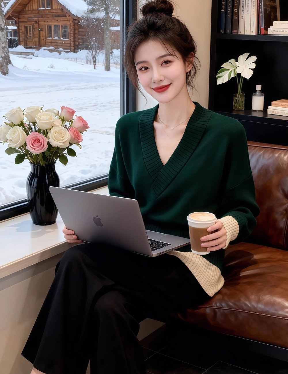 Cross winter slim sweater mixed colors gray V-neck tops