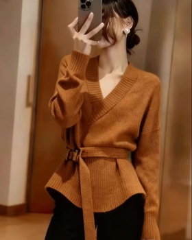 Pinched waist autumn and winter tops bottoming sweater for women