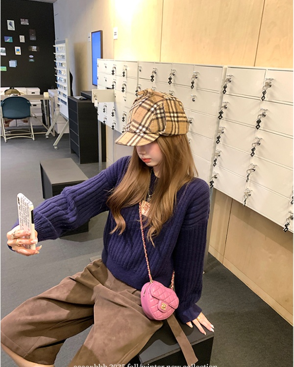 Knitted pullover sweater long sleeve embroidery tops