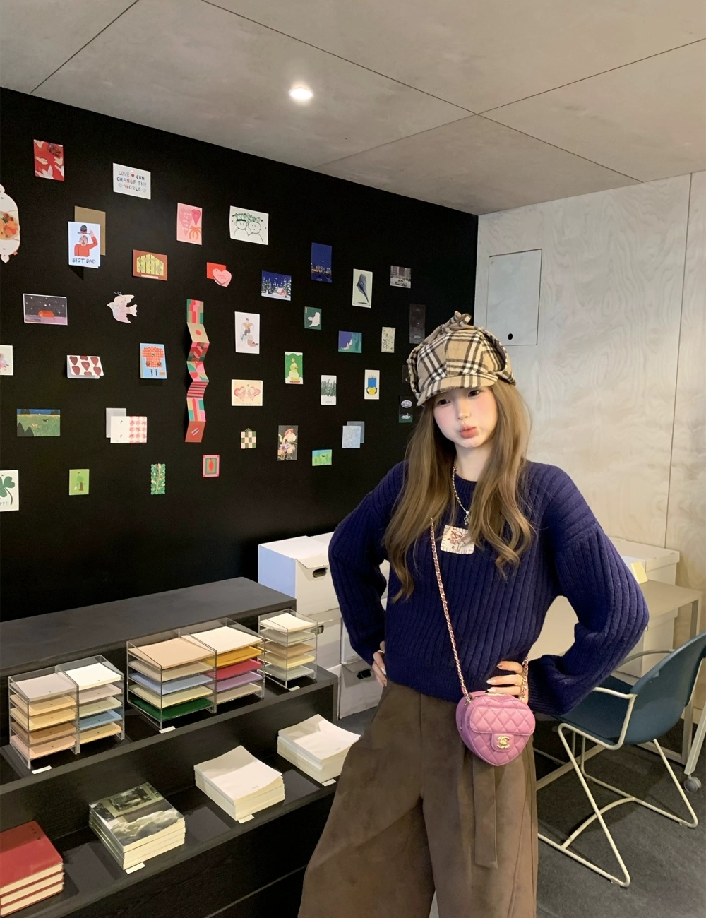 Knitted pullover sweater long sleeve embroidery tops