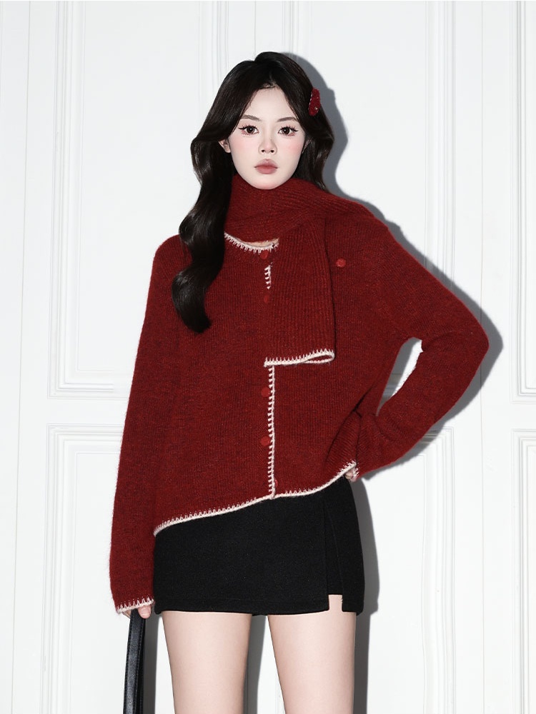 Loose long sleeve cardigan show young coat for women