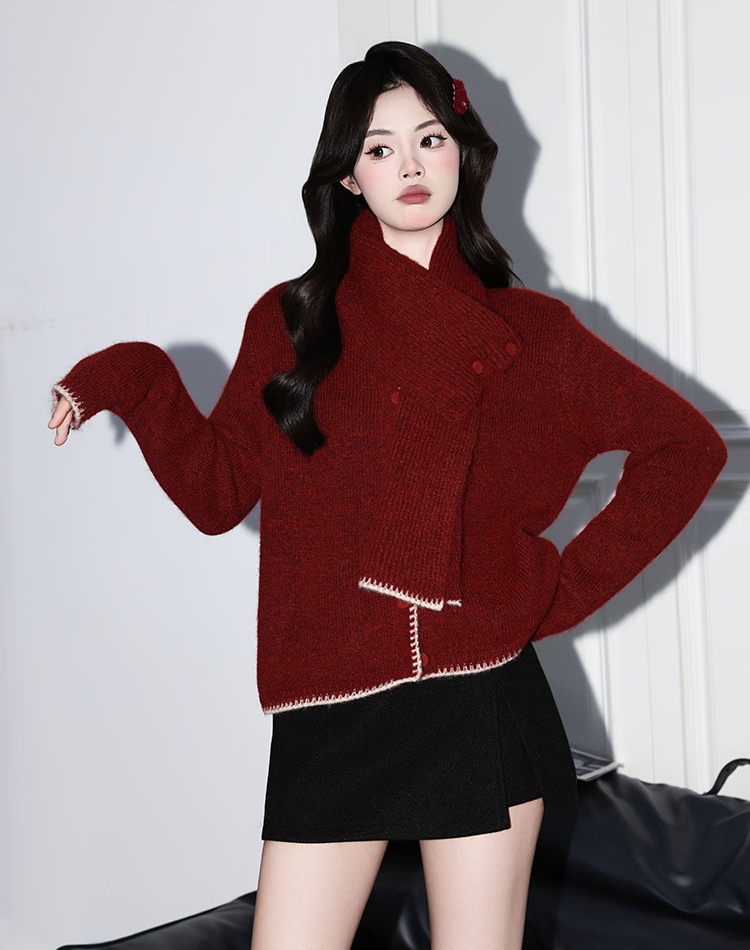 Loose long sleeve cardigan show young coat for women