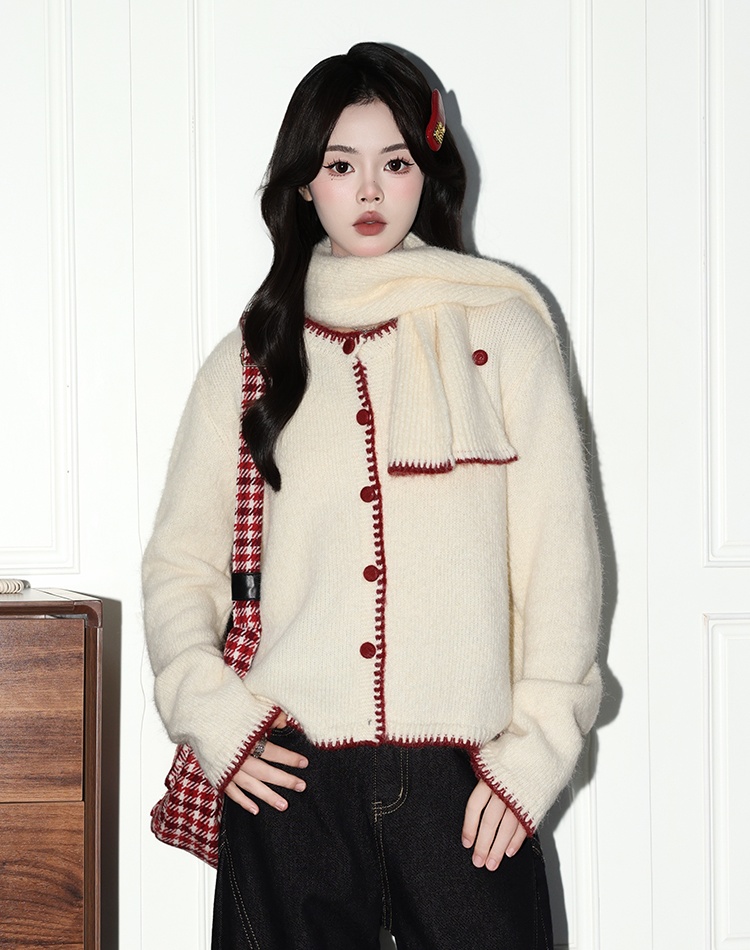 Loose long sleeve cardigan show young coat for women