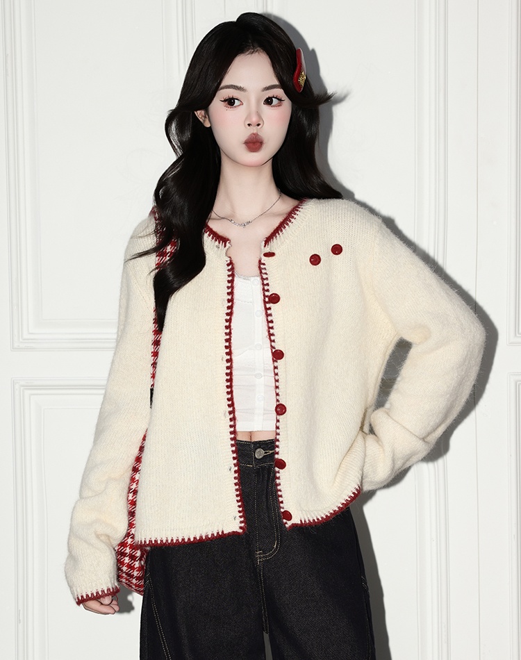 Loose long sleeve cardigan show young coat for women