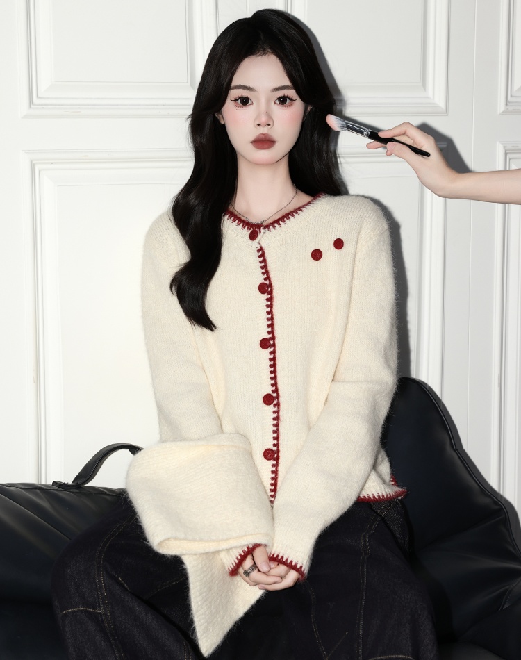 Loose long sleeve cardigan show young coat for women