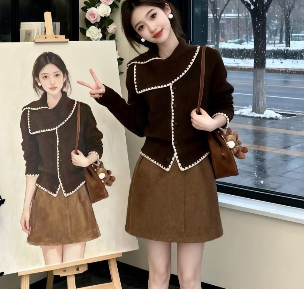 Autumn and winter short tops knitted sweater for women