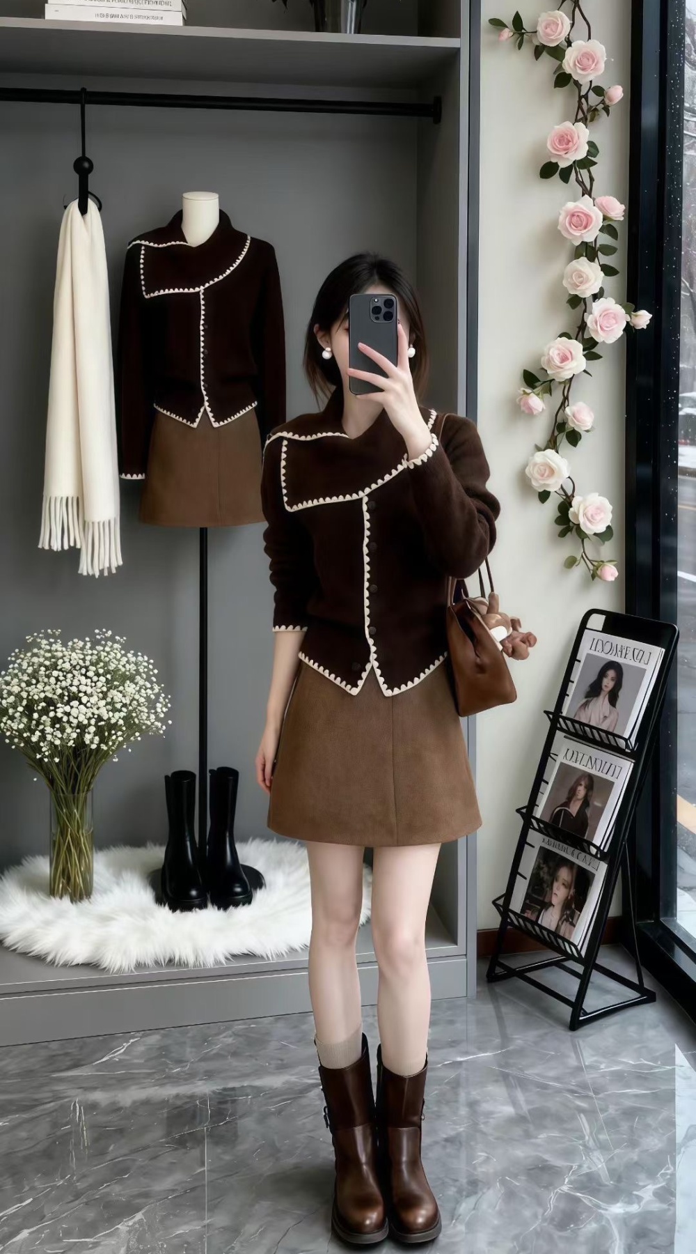 Autumn and winter short tops knitted sweater for women