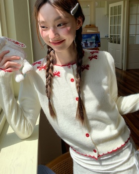 Knitted sweet style cardigan knitwear tops for women