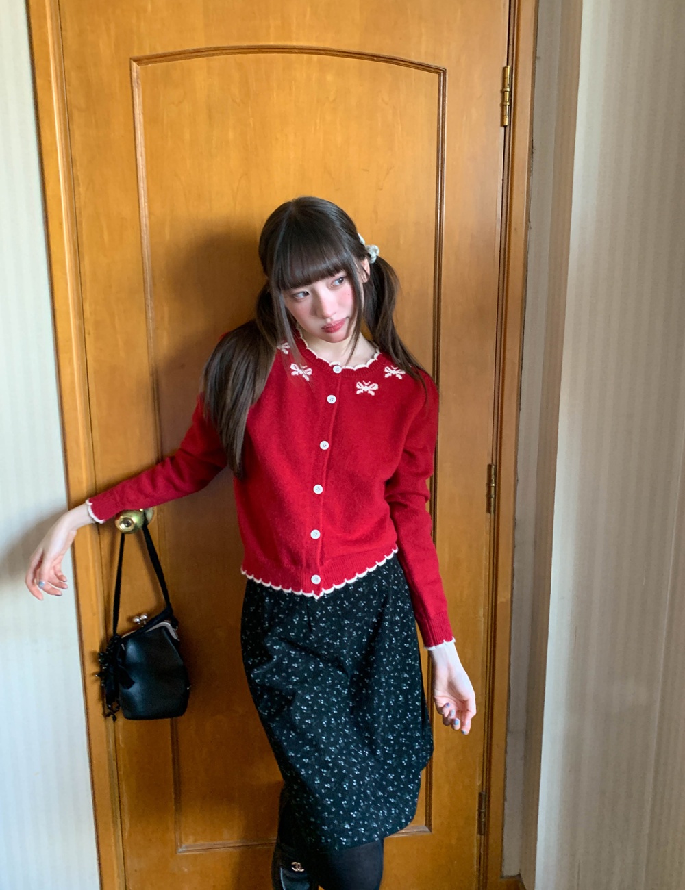 Knitted sweet style cardigan knitwear tops for women