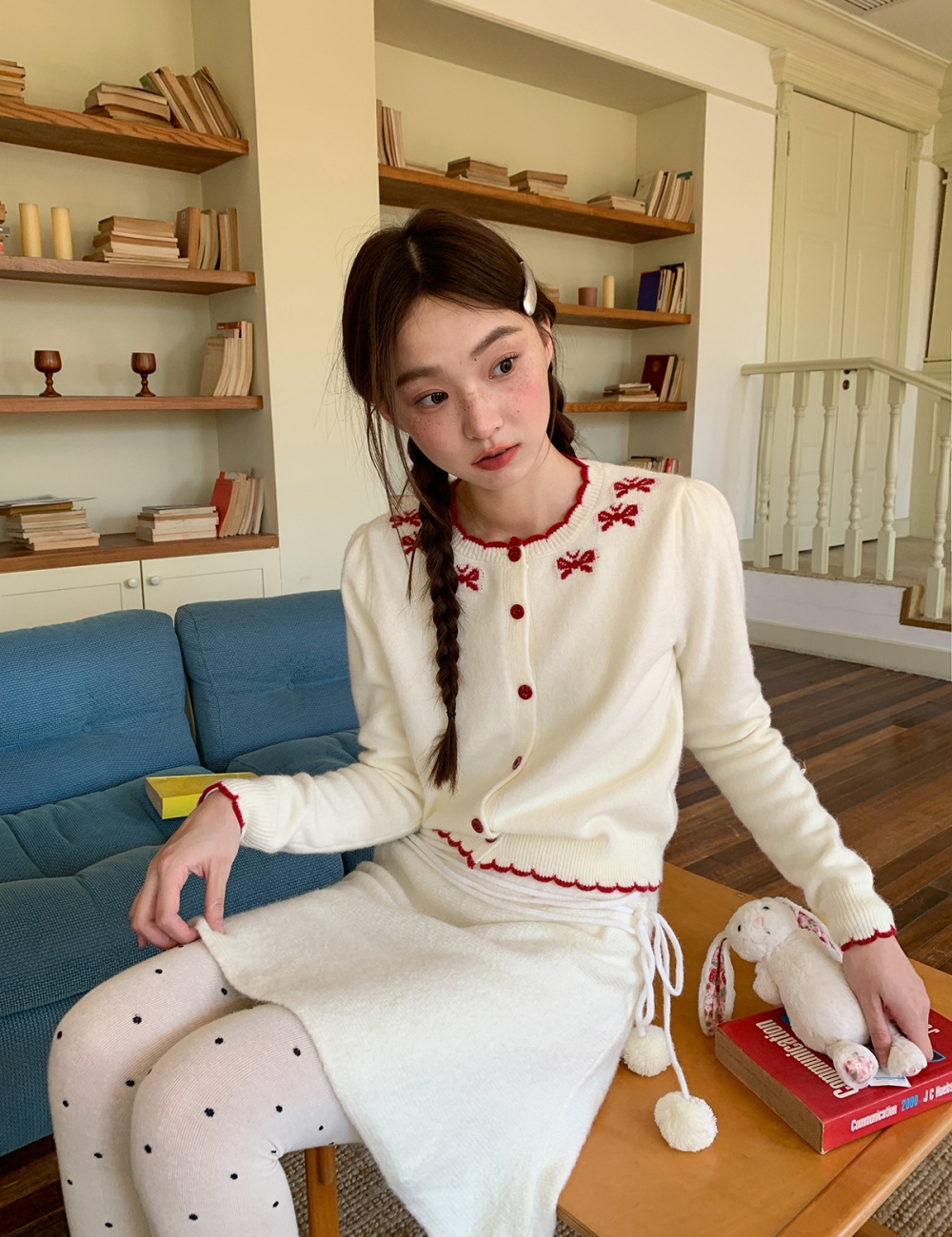 Knitted sweet style cardigan knitwear tops for women