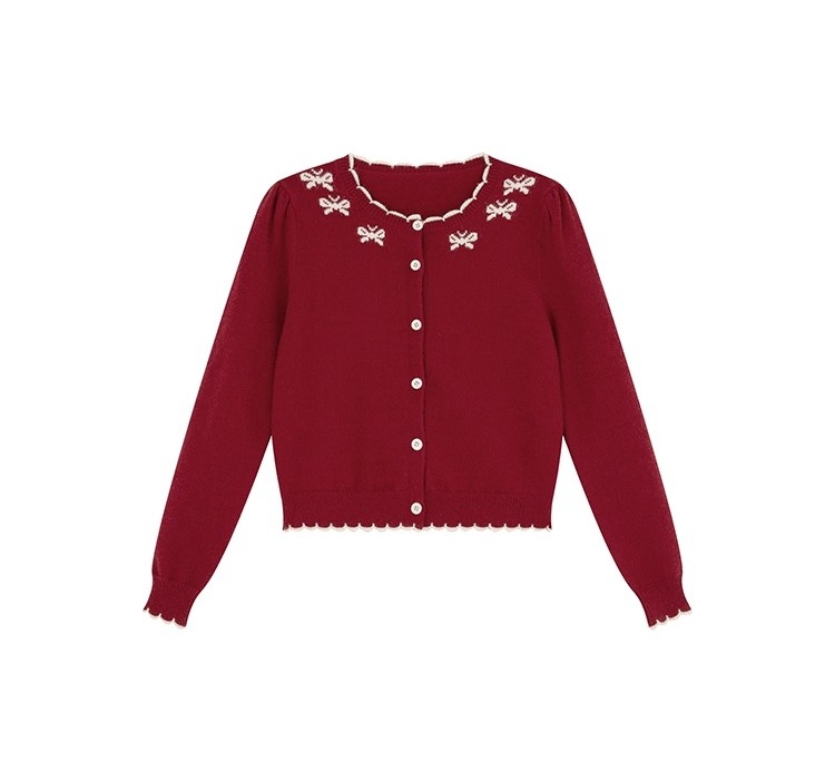 Knitted sweet style cardigan knitwear tops for women