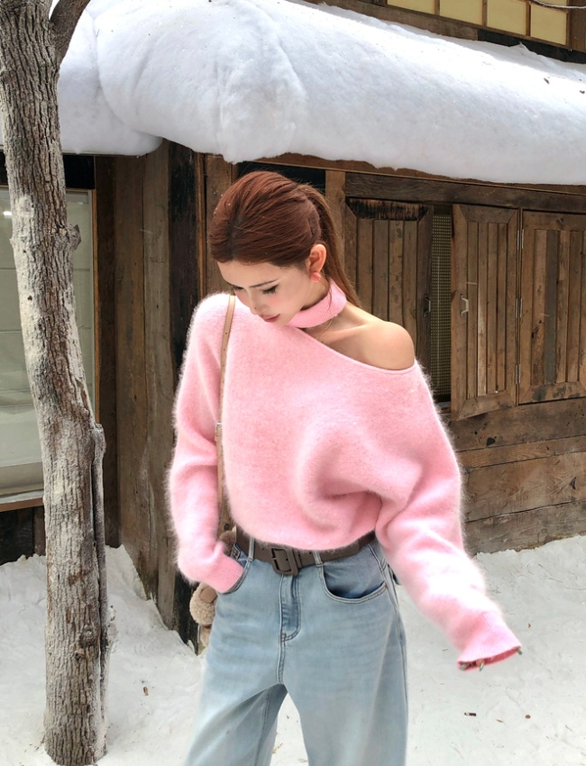 Temperament autumn and winter tops halter elmo sweater