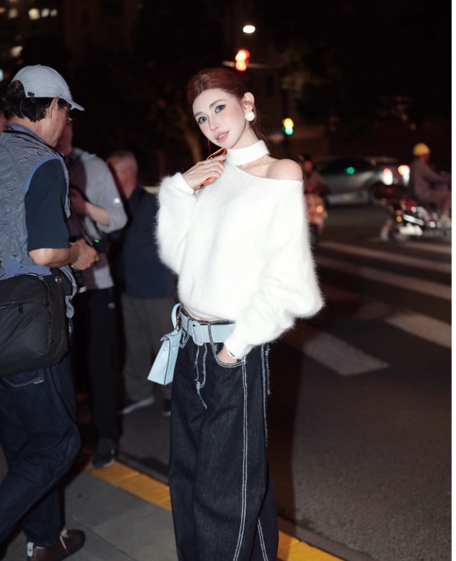 Temperament autumn and winter tops halter elmo sweater