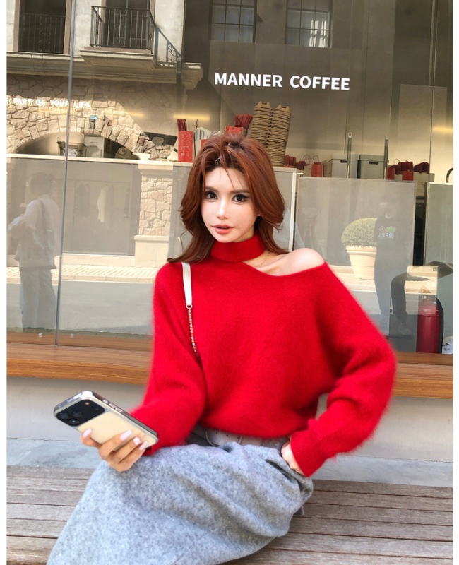 Temperament autumn and winter tops halter elmo sweater