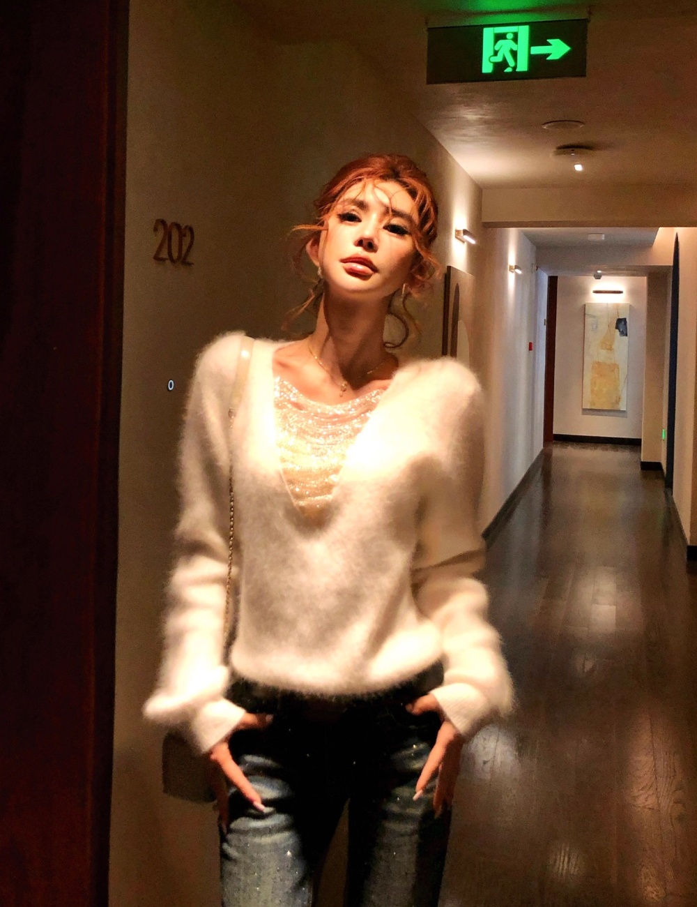 Autumn and winter rabbit fur sweater slim wool tops