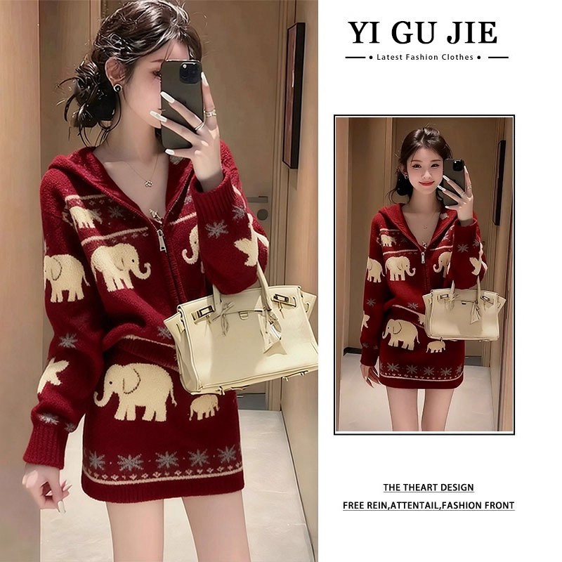 Lazy skirt autumn and winter tops 2pcs set for women