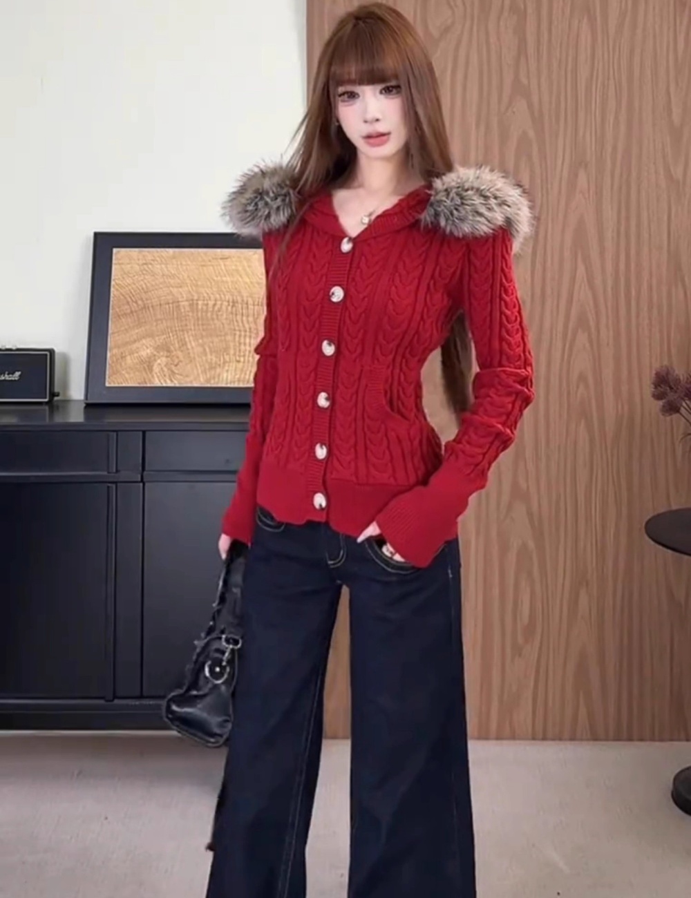 Colors temperament sweater slim coat for women
