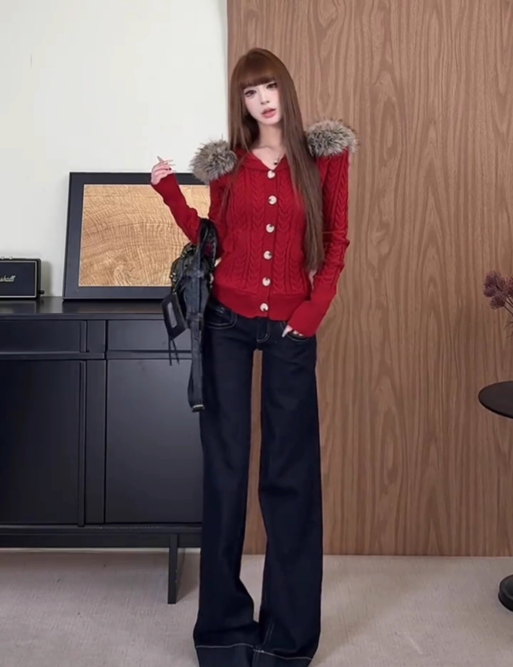 Colors temperament sweater slim coat for women