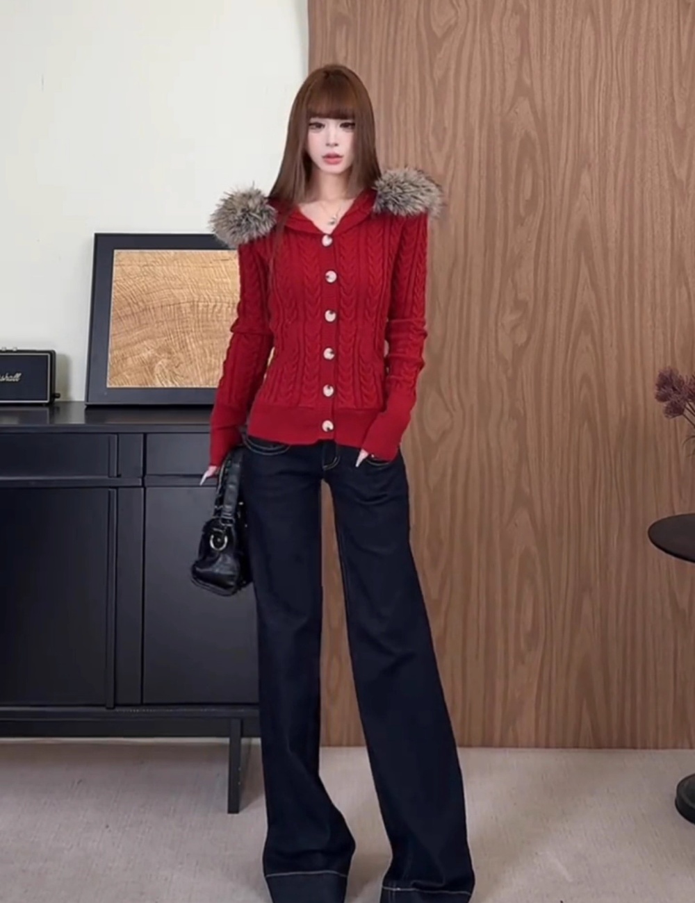 Colors temperament sweater slim coat for women