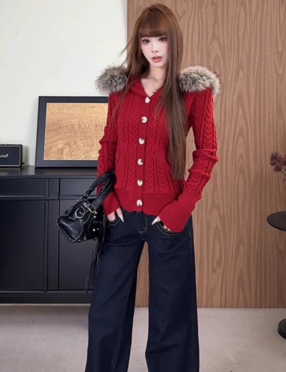 Colors temperament sweater slim coat for women