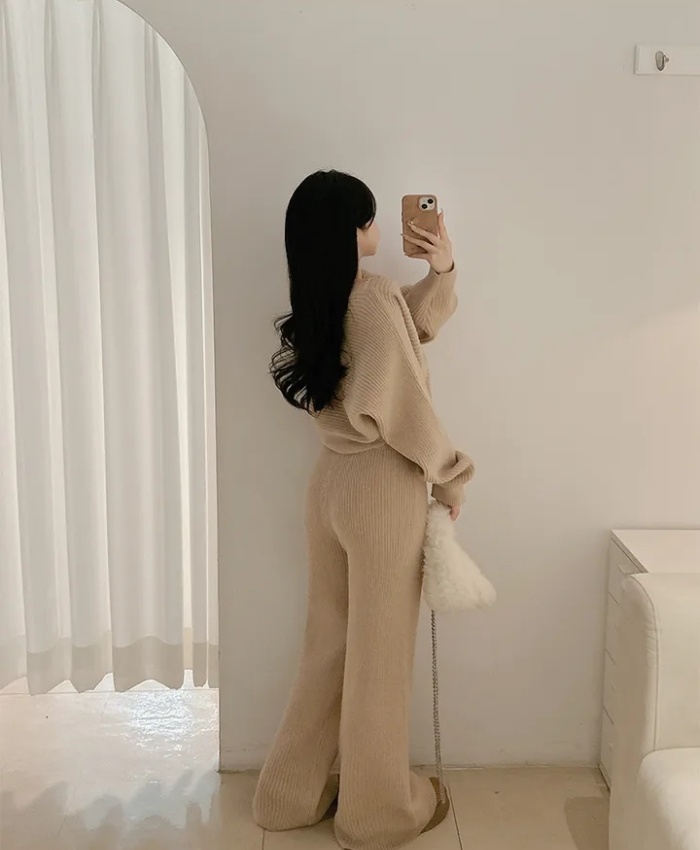Korean style sweater temperament long pants 2pcs set