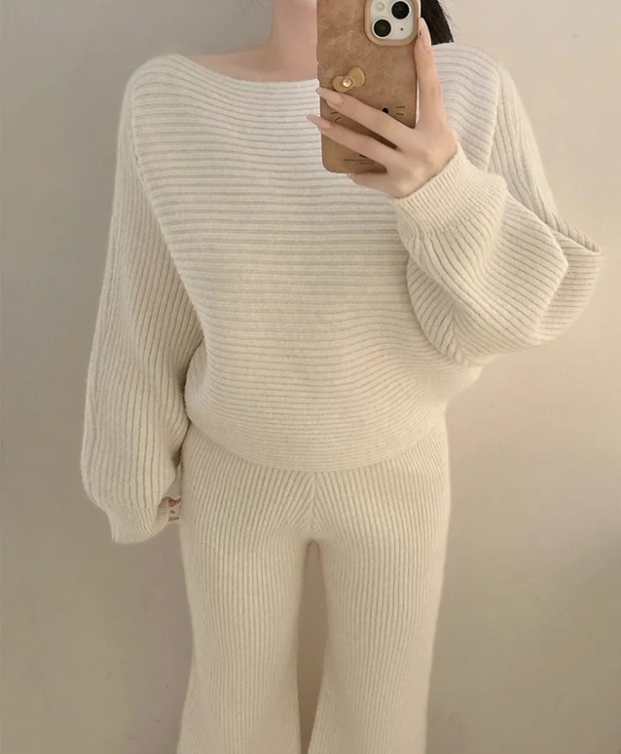 Korean style sweater temperament long pants 2pcs set