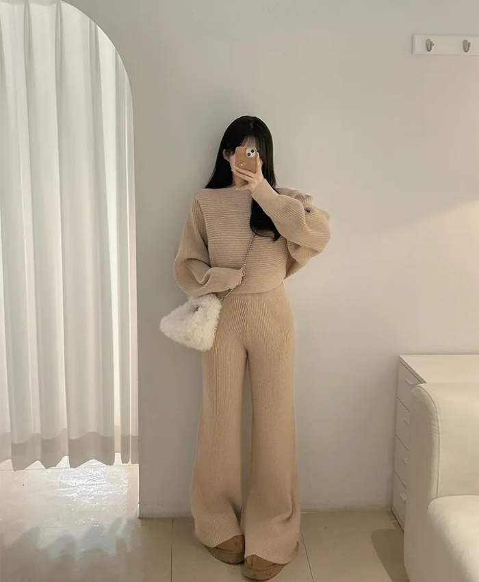 Korean style sweater temperament long pants 2pcs set