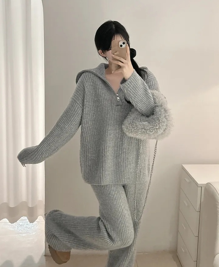Winter long pants sweater a set for women