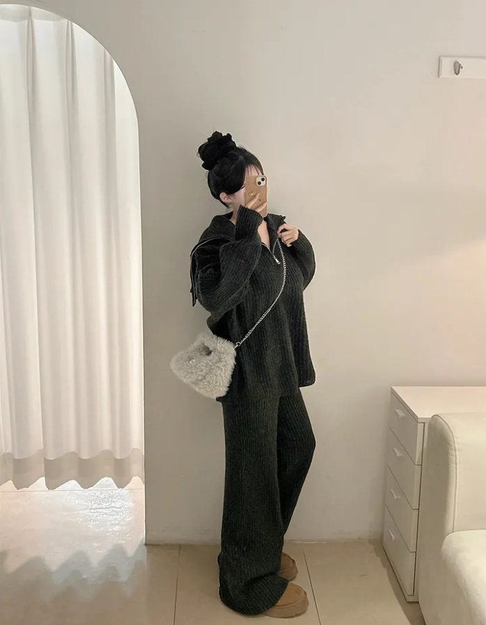 Winter long pants sweater a set for women