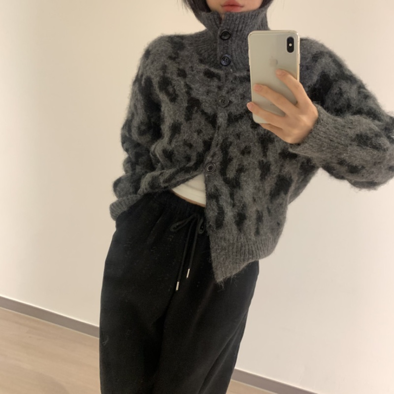 Casual half high collar cardigan Korean style zip tops