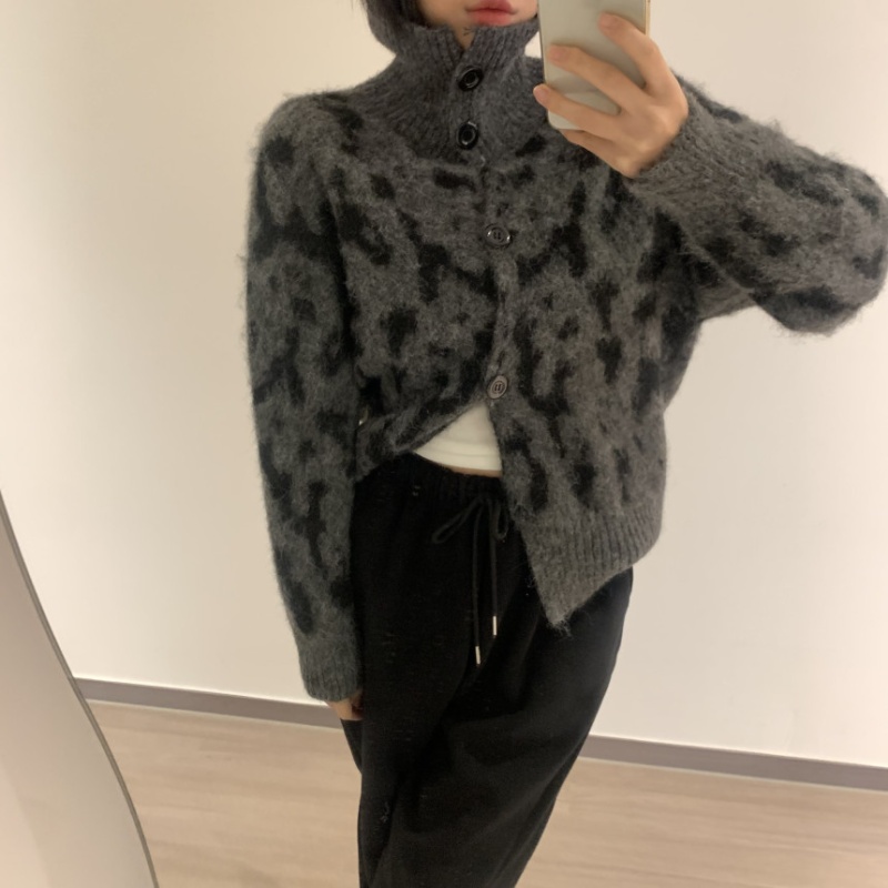 Casual half high collar cardigan Korean style zip tops