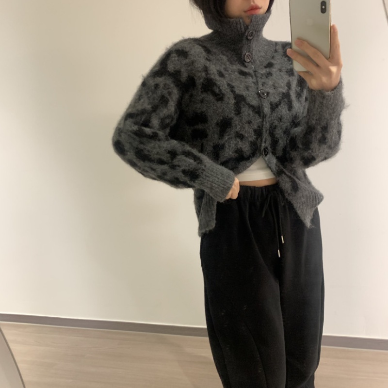 Casual half high collar cardigan Korean style zip tops