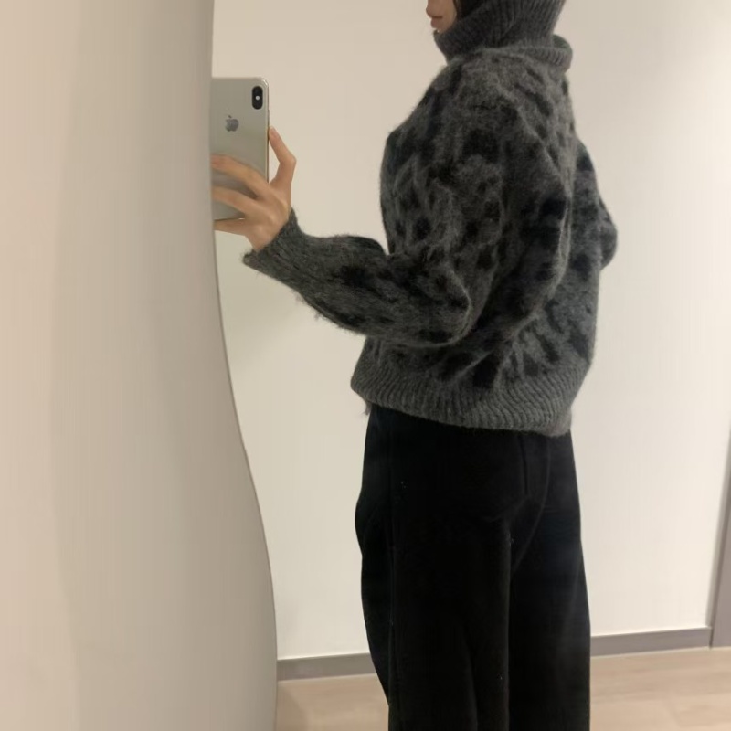 Casual half high collar cardigan Korean style zip tops