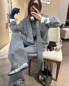 Lazy scarves pure sweater 3pcs set for women