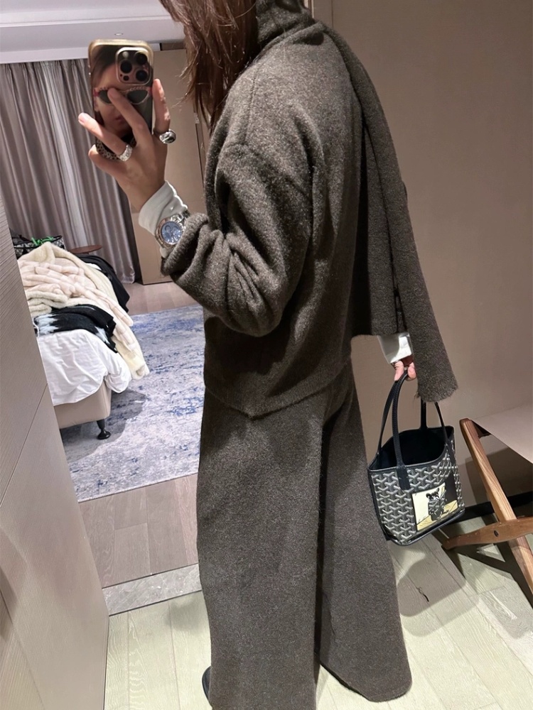 Lazy scarves pure sweater 3pcs set for women