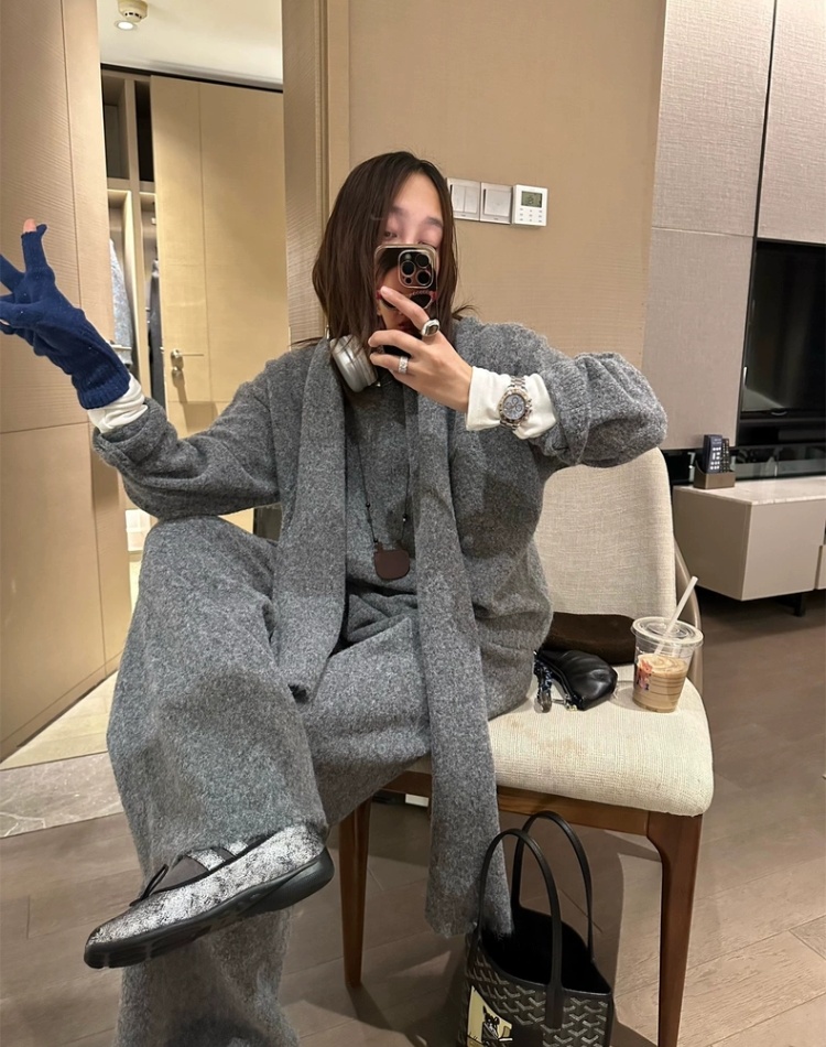 Lazy scarves pure sweater 3pcs set for women