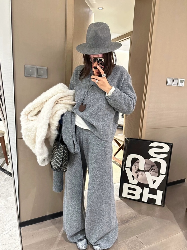 Lazy scarves pure sweater 3pcs set for women