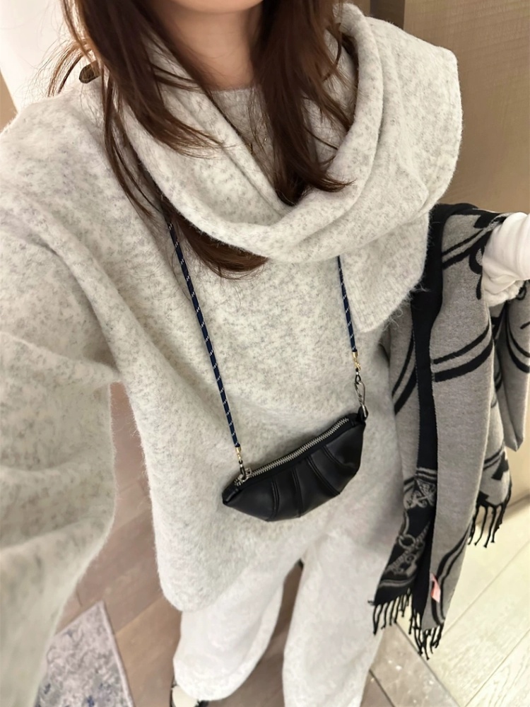 Lazy scarves pure sweater 3pcs set for women