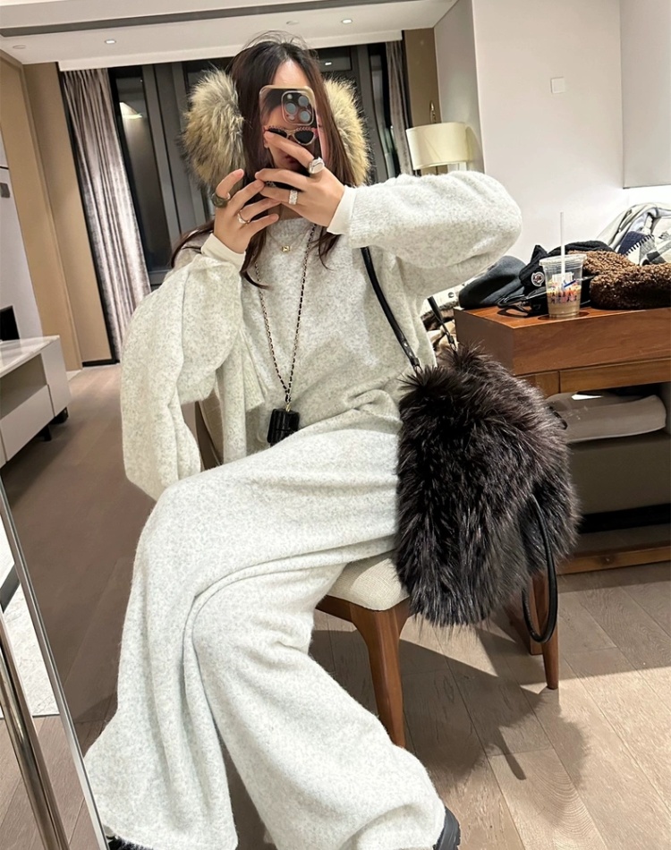 Lazy scarves pure sweater 3pcs set for women