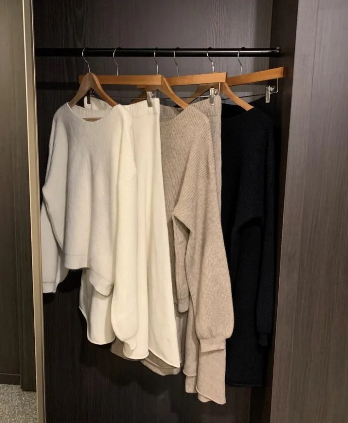 Slim fashion sweater all-match skirt a set for women