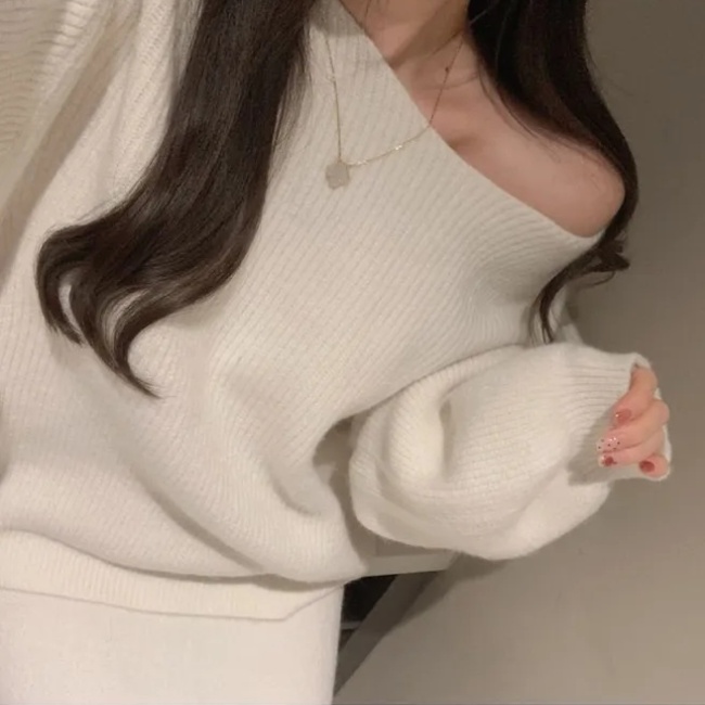 Slim fashion sweater all-match skirt a set for women