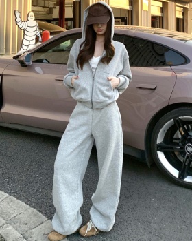 All-match sweatpants winter cardigan 2pcs set for women