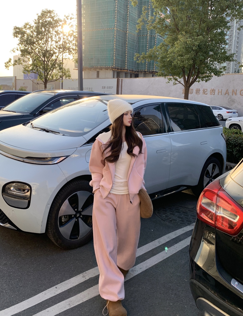 All-match sweatpants winter cardigan 2pcs set for women