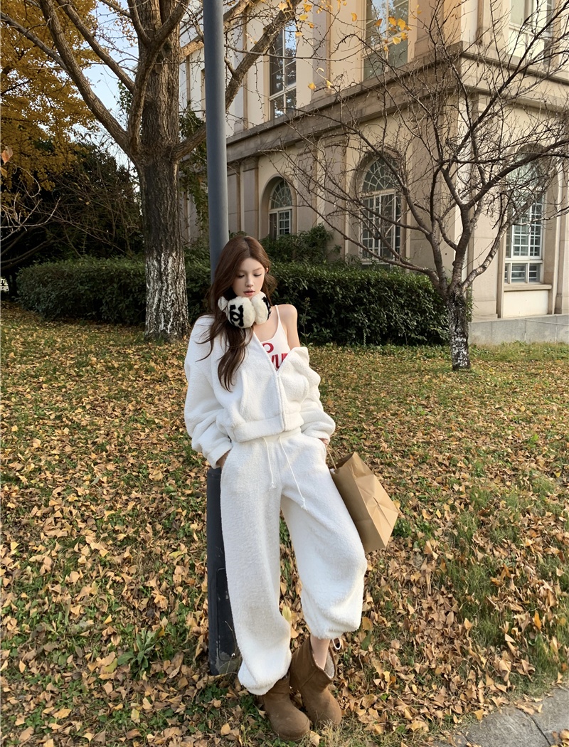 Winter spicegirl lazy hoodie elmo hooded coat 2pcs set for women