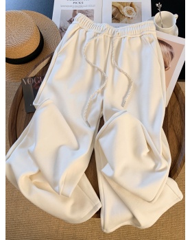 Loose wide leg pants beige sweatpants for women