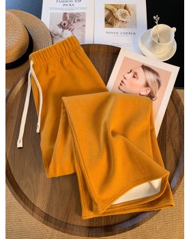 Diamond drawstring sweatpants thick high waist casual pants