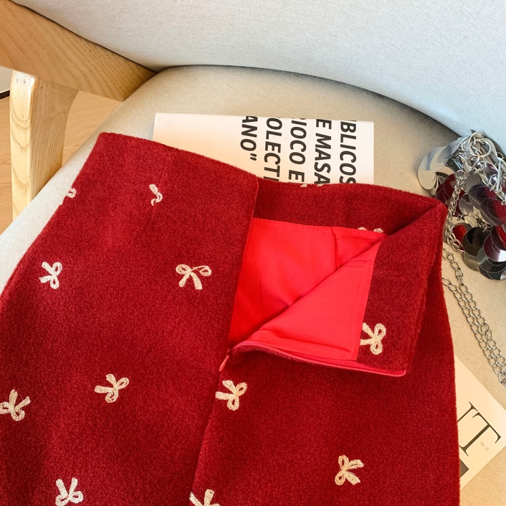 Woolen christmas short skirt Korean style skirt for women